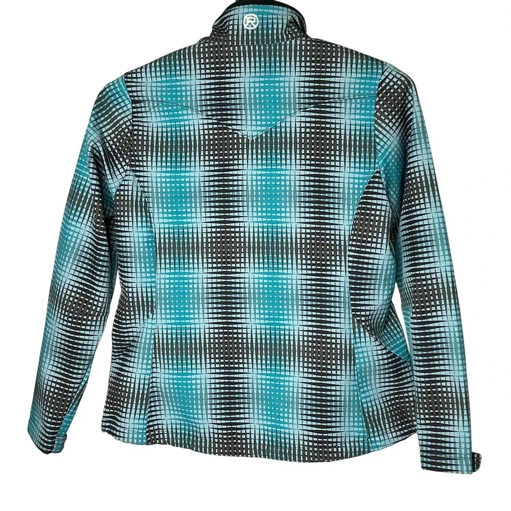 Roper Women's Softshell Jacket‎ Blue Plaid Zip Front Western Outdoor Coat XL
